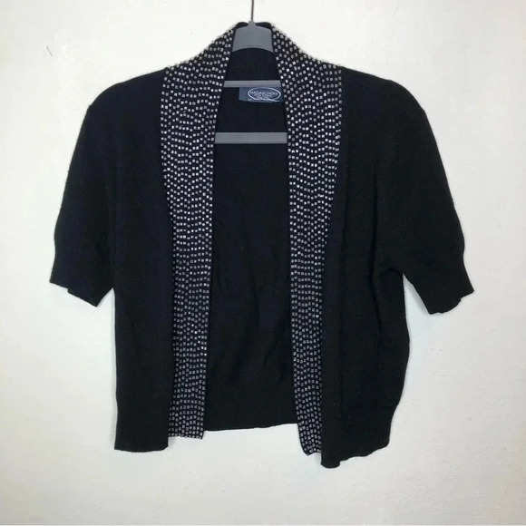 Magaschoni New York Cashmere Beaded Cardigan Size Medium - Picture 1 of 7